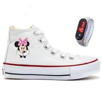 Tênis Star Novo Botinha Minnie Mouse Disney Com Relógio Lançamento