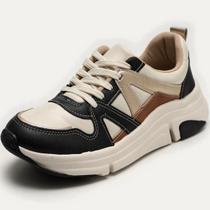 Tênis Street Recort Dourado Feminino Conforto Modare 7401.102.29627