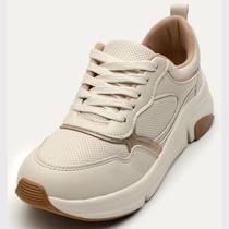 Tênis Street Recort Dourado Feminino Conforto Modare 7401.103.29939 Branco Off N35 -
