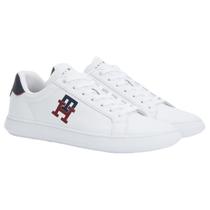 Tênis Tommy Hilfiger Daniel de Couro Bordado com Monograma Branco