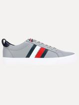 Tênis Tommy Hilfiger Masculino Couro Dino 9A Griffin Cinza Tênis Tommy Hilfiger Masculino Couro Dino 9A Griffin Cinza