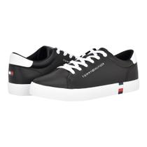 Tênis Tommy Hilfiger Ramoso para homens preto/branco tamanho 10