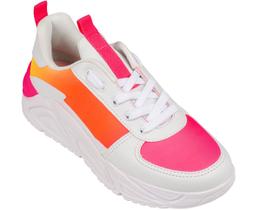 Tênis Tweenie Chunky Dalla Branco Degradê Pink e Laranja Neon 556011 Tênis Tweenie Chunky Dalla Branco Degradê Pink e Laranja Neon 556011