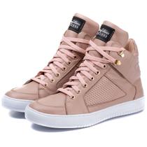 Tênis Unissex Botinha Cano Alto Treino E Academia De Couro