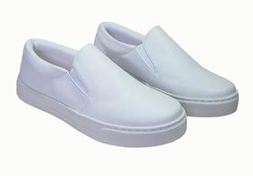 Tênis Unissex Sapato Branco Calce Fácil Enfermagem Estética