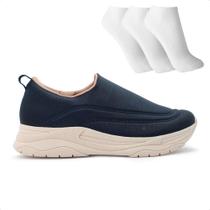Tênis Usaflex Slip On Feminino + 3 Pares de Meias