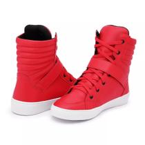 Tenis Vegano Bawmi Cano Alto Feminino Vermelho com Tira academia, ginastica ritmo