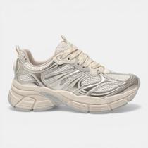 Tênis Via Marte Casual Esportivo Off White com Dourado