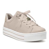 Tenis Via Marte Casual Plataforma Brilhante - Bege