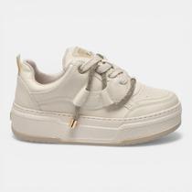 Tênis Via Marte Casual Plataforma Marfim com Strass
