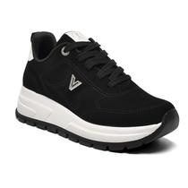 Tênis Via Marte Chunky Sneakers Flatform Jogging 242-002 Preto Camurça
