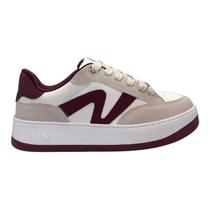 Tênis Via Marte Feminino Bege Branco Vinho Sneaker Casual Sola Alta