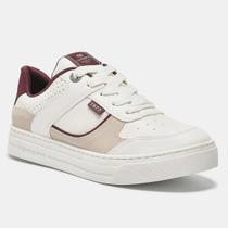Tênis Via Marte Feminino Casual Básico Plataforma Baixa Bege e Branco Confortável Original Tênis Via Marte Feminino Casual Básico Plataforma Baixa Bege e Branco Confortável Original