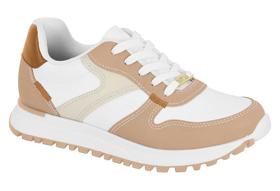 Tenis Vizzano Casual Com Recortes Com Cadarço Antiderrapante Branco/Bege Tenis Vizzano Casual Com Recortes Com Cadarço Antiderrapante Branco/Bege