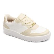 Tênis Vizzano Casual Moderno Multimateriais Feminino Branco Creme