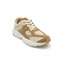 Tênis Vizzano Feminino Camurça Off White Bege Cadarço -