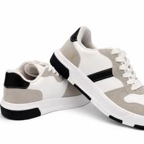 Tênis Vizzano Feminino Casual Branco com Detalhes Bege e Preto