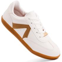 Tênis Vizzano Feminino Casual Original Confortável Moda Cor:Branco+TanTamanho:37