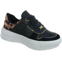 Tenis Vizzano Feminino Casual plataforma Preto Onça 1392.103 VZ 18.01