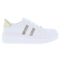 Tênis Vizzano Flatform Branco Listra Strass Feminino 1339.326