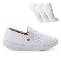 Tênis Vizzano Slip On Elástico Feminino + 3 Pares de Meias
