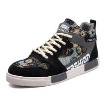 Tênis WELRUNG High Top Chinese Style Masculinos Tamanho 11.5 Preto Cinza Tênis WELRUNG High Top Chinese Style Masculinos Tamanho 11.5 Preto Cinza