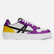Tênis West Coast x Approve Step 1 - Branco, roxo e amarelo