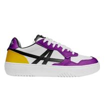 Tênis West Coast x Approve Step 1 - Branco, roxo e amarelo