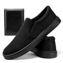 Tênis Yate Slip-on Masculino Sapatênis Casual em Lona com Carteira