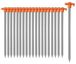 Tent Stakes Cheardia, pacote com 10 unidades, metal não enferrujado pesado de 25 cm Tent Stakes Cheardia, pacote com 10 unidades, metal não enferrujado pesado de 25 cm