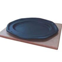 Tepan 26x16 Oval de Ferro Fundido com Aparador de Madeira