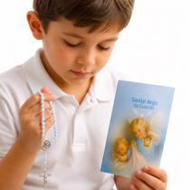 Terço Anjo da Guarda Menino Azul com Folheto Terço Anjo da Guarda Menino Azul com Folheto