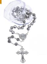 Terço Botões de Rosas Santa Teresinha Prateado Terço Botões de Rosas Santa Teresinha Prateado