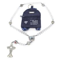 Terço Carlo Acutis Kit de Santidade Com Mochila Cristal 8 mm Terço Carlo Acutis Kit de Santidade Com Mochila Cristal 8 mm