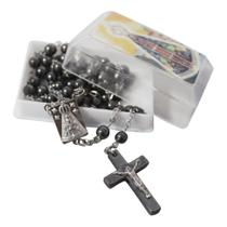 Terço Católico Nossa Senhora Aparecida Com Contas Em Pedra Hematita Terço Católico Nossa Senhora Aparecida Com Contas Em Pedra Hematita