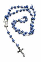 Terço Colar Nossa Senhora Aparecida Contas Formato Rosas 8mm Cor Azul Terço Colar Nossa Senhora Aparecida Contas Formato Rosas 8mm Cor Azul