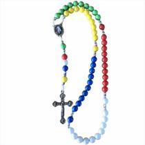 Terço Colorido Sagrado Coração de Jesus Fé e Devoção