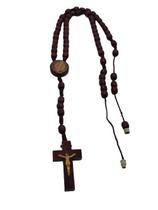 Terço Com Fecho Pescoço São Bento Madeira - Vermelha