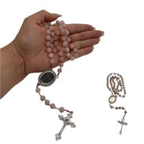 Terço com porta foto - quartzo rosa Terço com porta foto - quartzo rosa