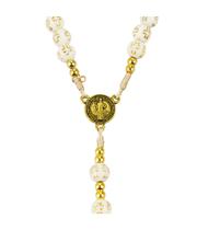 Terço Contas Brancas 1cm Enfeite São Bento 40cm SY0204 Taimes