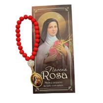 Terço Coroa Novena das Rosas Santa Teresinha conta resina vermelha com flor ARL4116 Terço Coroa Novena das Rosas Santa Teresinha conta resina vermelha com flor ARL4116