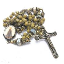 Terço Cristal Nossa Senhora Aparecida Contas Mostarda OV Terço Cristal Nossa Senhora Aparecida Contas Mostarda OV