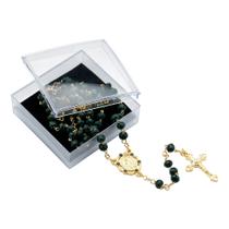 Terço Cristal Vidro 6/5 mm Nossa Senhora Graças Verde Escuro Terço Cristal Vidro 6/5 mm Nossa Senhora Graças Verde Escuro