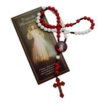 Terço da Divina Misericórdia contas 8 mm com folheto AR9607 Terço da Divina Misericórdia contas 8 mm com folheto AR9607