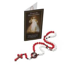 Terço Da Misericórdia Branco e Vermelho 8mm Com Folheto Terço Da Misericórdia Branco e Vermelho 8mm Com Folheto