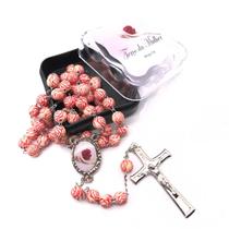 Terço Da Mulher Rosa Com Caixinha Personalizada