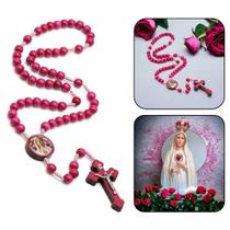 Terço das Mulheres Nossa Senhora de Fátima Rosa 8 mm Terço das Mulheres Nossa Senhora de Fátima Rosa 8 mm