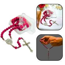 Terço das Rosas de Santa Terezinha do Menino Jesus no Cordão 6 mm Terço das Rosas de Santa Terezinha do Menino Jesus no Cordão 6 mm