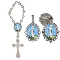 Terço de Carro Nossa Senhora de Fatima com Broche e Relicario Lembrancinha Religiosa Terços Qualidade Catolico Terço de Carro Nossa Senhora de Fatima com Broche e Relicario Lembrancinha Religiosa Terços Qualidade Catolico