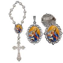 Terço de Carro Nossa Senhora Rosario com Broche e Relicario Lembrancinha Religiosa Terços Qualidade Catolico Terço de Carro Nossa Senhora Rosario com Broche e Relicario Lembrancinha Religiosa Terços Qualidade Catolico